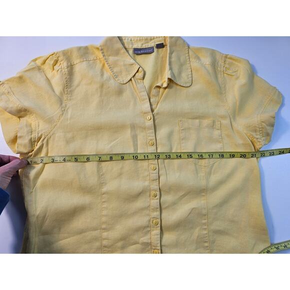 Kim rogers 100% linen short sleeve button up back bottom slit summer casual XL ^ - Picture 6 of 6